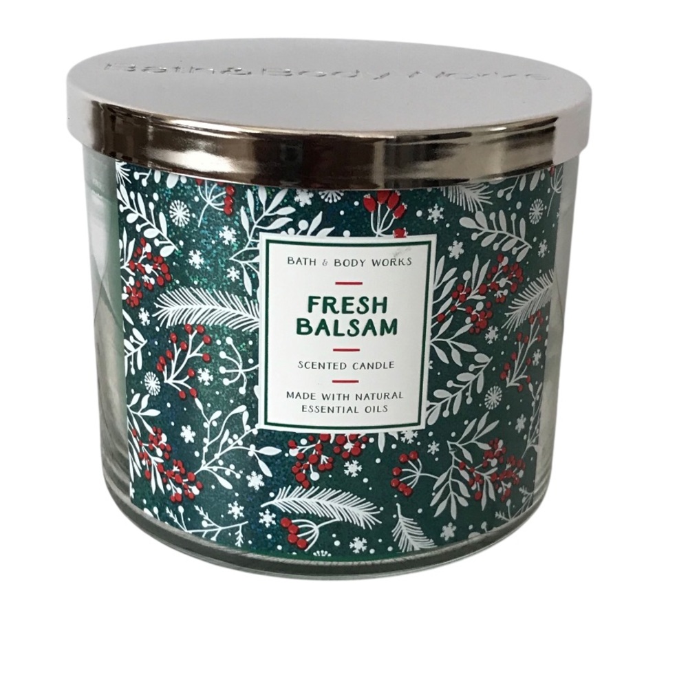 Bath & Body Works Fresh Balsam Scented Candle - Green and Silver